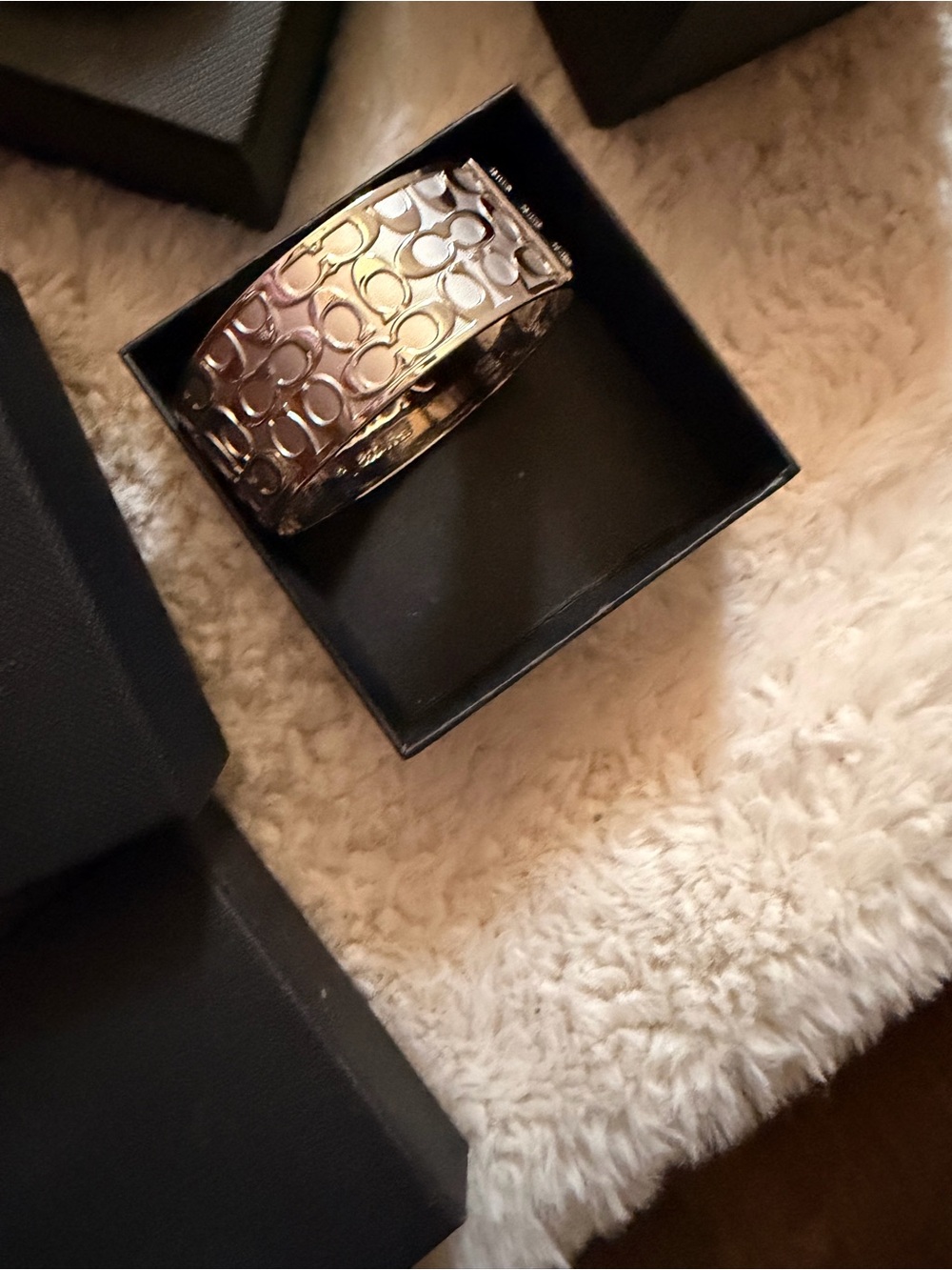 Coach Silver-Tone Signature Cuff Bracelet